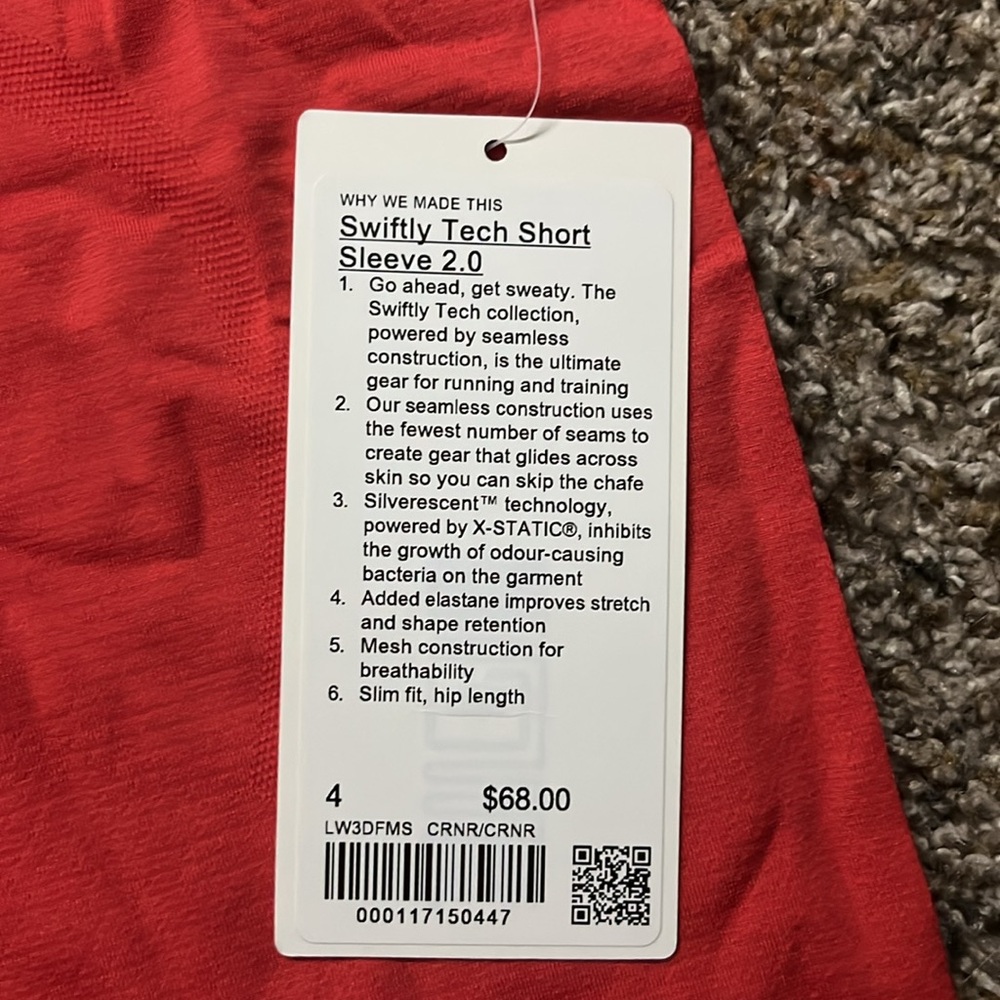 Lululemon Swiftly Tech Size 4 Brand New Carnation… - image 2